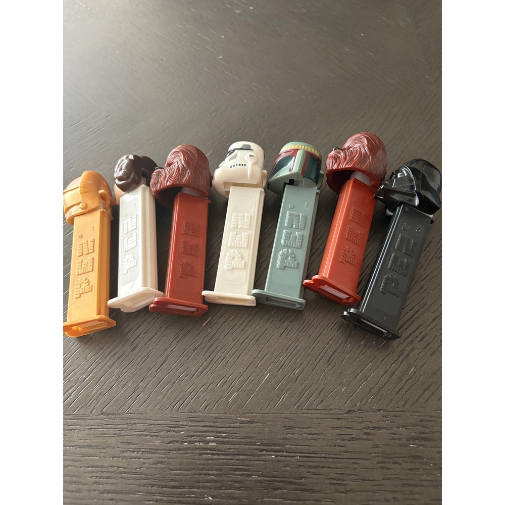 Star Wars Pez Dispenser Lot of 7 Darth Vader Boba Fett Chewbacca Leia C-3PO Toy - Picture 2 of 2